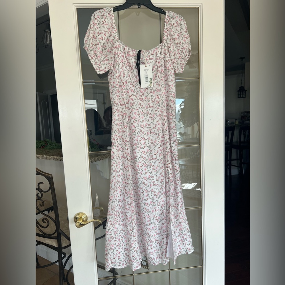 ANTONIO MELANI pink floral dress with tie detail